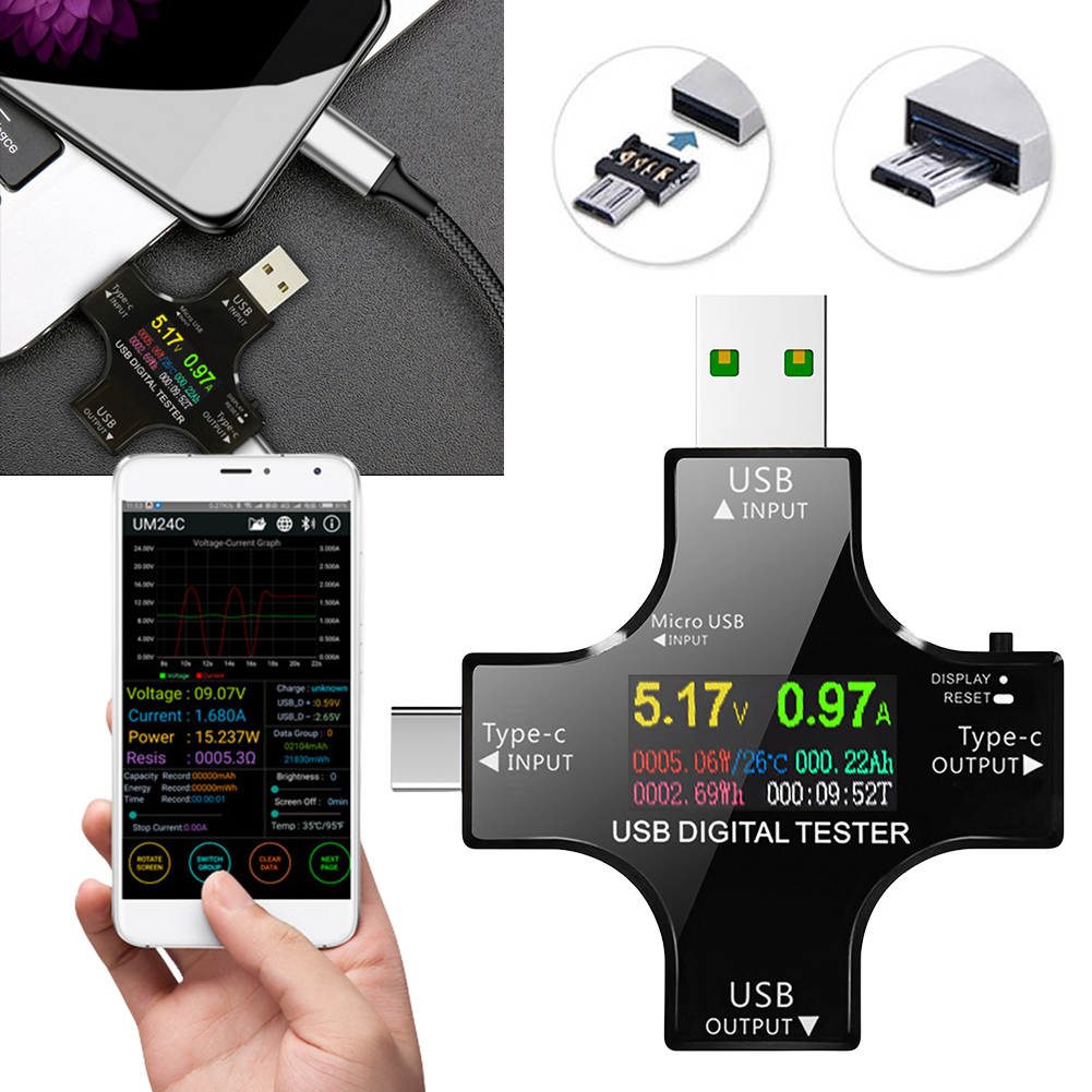 USB-тестер Type-C PD Цветной ц – обзор и цена Usb Ammeter Tester